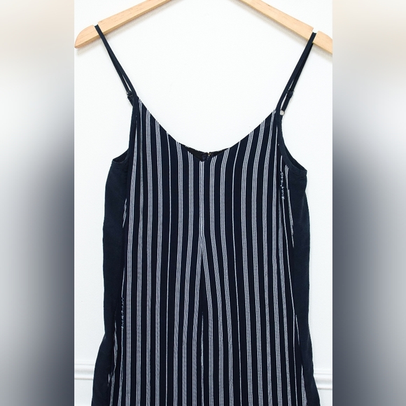 Rag & Bone Rosa Silk Straight Leg Jumpsuit Navy Blue White Stripe Size 4 - Picture 7 of 11